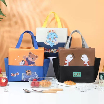 Set of colorful bags with cartoon designs
