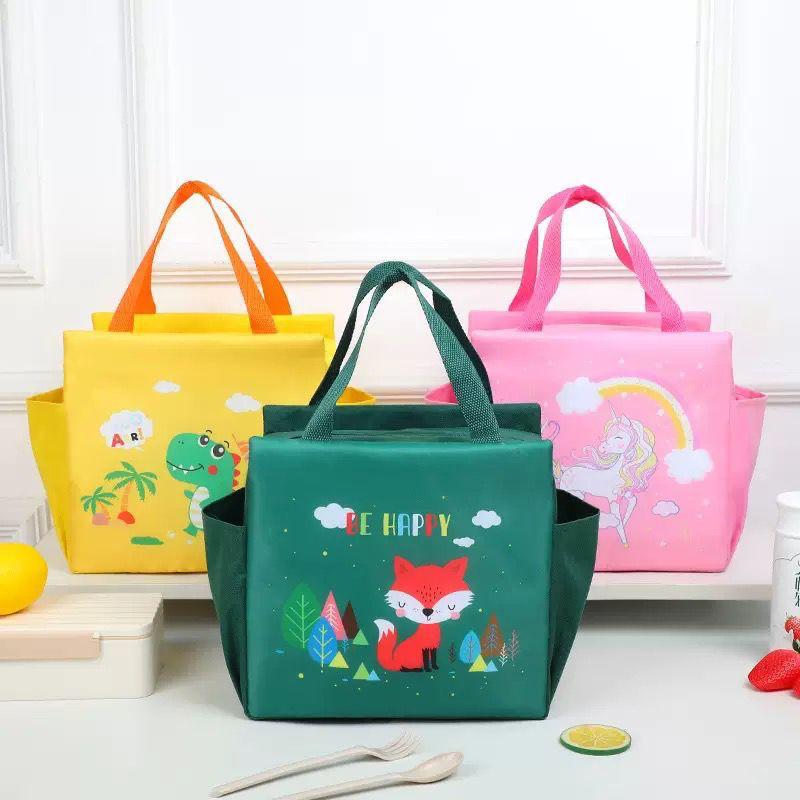 colorful tote bags with cartoon design
